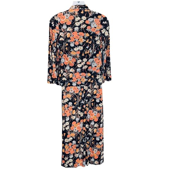 Vintage Fritzi Sleeveless Maxi Dress w/ Jacket Blouse Large 13/14 Jersey Print - Picture 9 of 14